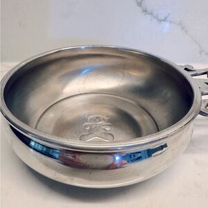 Lunt Vintage Pewter Teddy Bear Baby Porringer Bowl with Handle C-191T